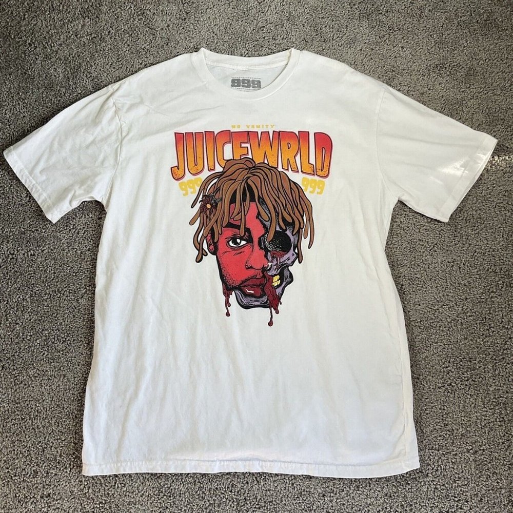 999 Adult Juice Wrld World Club Merch Rap Tee T Shirt Size XL Spell Out Logo GUC